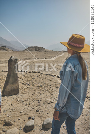 Tourist guide of the archaeological site of the Sacred City of Caral, Peru. Tourist guide of the archaeological site of the Sacred City of Caral, Peru. 118981143