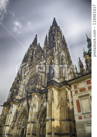 St. Vitus Cathedral showing off its impressive gothic architecture, Prague St. Vitus Cathedral showing off its impressive gothic architecture, Prague 118981817