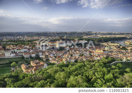 Prague Castle dominating the cityscape, Czech Republic 118981825