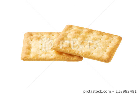 Two water crackers isolated. Water crackers  isolated on white background. 118982481
