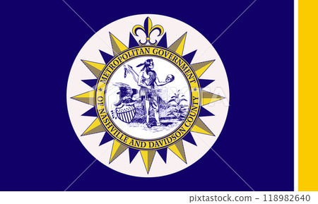 Flag of the city of Nashville, Tennessee, USA, original colors and proportions. Illustration 118982640