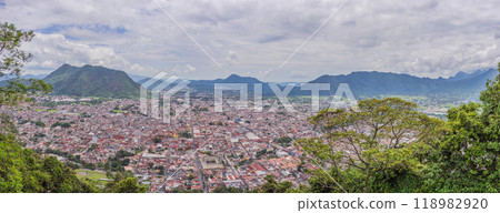 Panoramic view of Orizaba from Cerro del Borrego, Mexico. Scenic landscape, mountain views, and natural exploration concept Panoramic view of Orizaba from Cerro del Borrego, Mexico. Scenic landscape, mountain views, and natural exploration concept 118982920