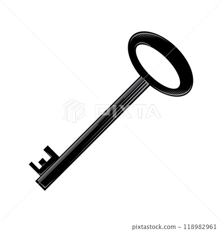 Vector key icon isolated on white background. Key icon. Lock or unlock sign. Padlock. Lock symbol. Unblock. Password icon. Access sign. Private access 118982961