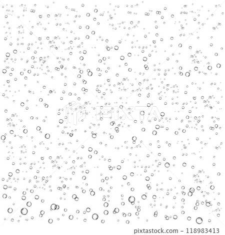 Oxygen air bubbles flow in water on white background. Oxygen air bubbles flow in water on white background. 118983413