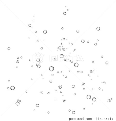 Oxygen air bubbles  flow  in water on white  background. 118983415
