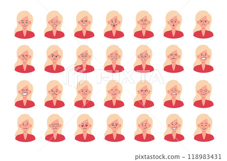 Portraits of woman. Girl Avatar.  Female emotions. 118983431