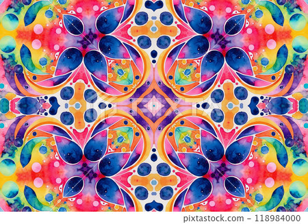 Watercolor background with bright colorful pattern 118984000