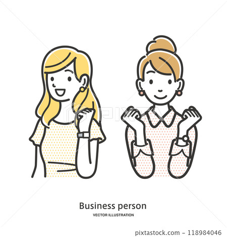 兩名女辦公室職員做拳頭泵 118984046