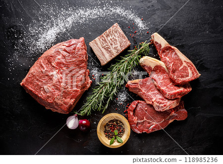 Enjoy Fresh Cuts of Meat enhanced with Aromatic Herbs and Spices for a delightful experience 118985236