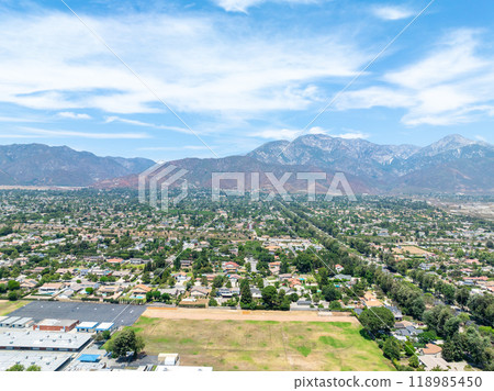 Aerial view of Upland city in San Bernardino County, California 118985450