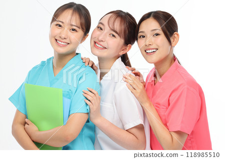 醫護人員、勞動人民、護士、白人背景 118985510