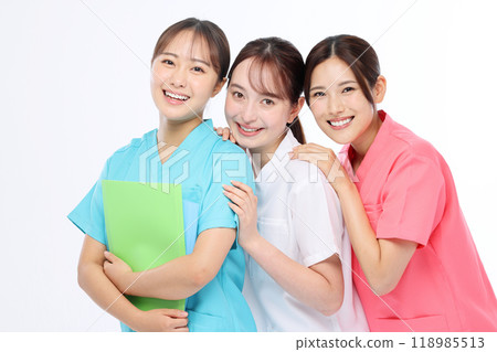 Medical staff, working people, nurses, white background 118985513