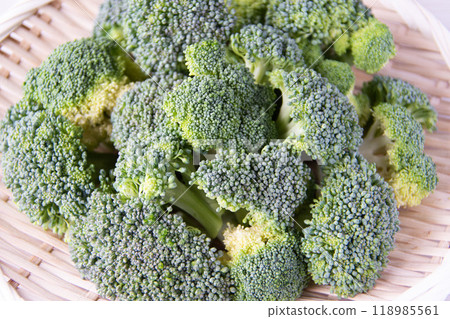 Cut broccoli in a colander Cut broccoli in a colander 118985561