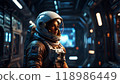 AI-generated image of an astronaut looking at instruments inside a spacecraft 118986449