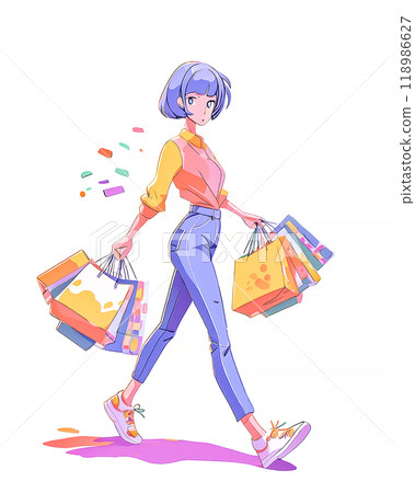 Image of a young woman enjoying shopping 118986627