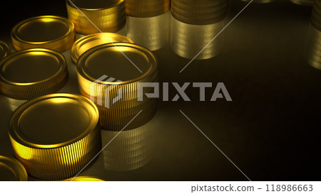 The gold coins on black background  for Business concept 3d rendering 118986663