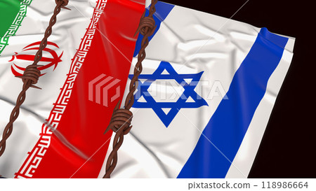 The Ian and israel flag Background concept 3d rendering. The Ian and israel flag Background concept 3d rendering. 118986664