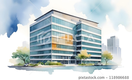 辦公大樓建築插畫 118986688