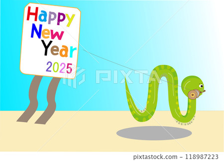 這是2025年新年賀卡模板的插畫素材。 118987223