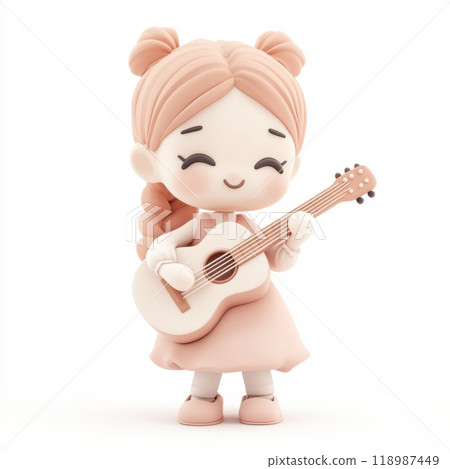 woman playing guitar isolated on white 118987449