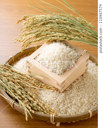White rice served in a box White rice served in a box 118987574