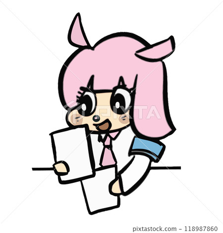 富有表現力的手繪插畫素材，可愛的粉紅色寬鬆人物 118987860