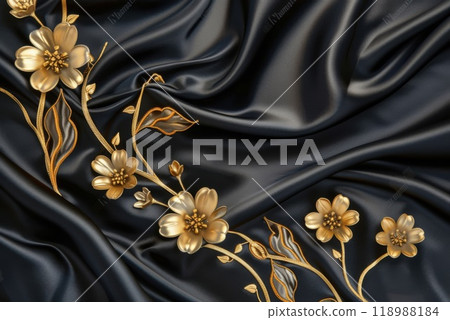 golden background with pearls 118988184