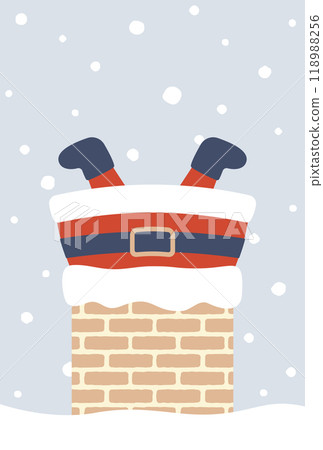 聖誕老人被困在煙囪裡的背景圖 118988256