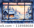 Snow piled house 118988688