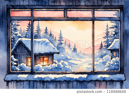 Snow piled house 118988688