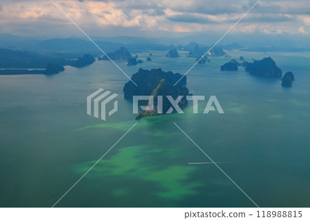 top view of nature landscape with  small islands around Phuket 118988815
