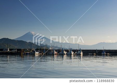 Yacht, fishing, cargo boats at Shimizu port with mount Fuji Yacht, fishing, cargo boats at Shimizu port with mount Fuji 118988830