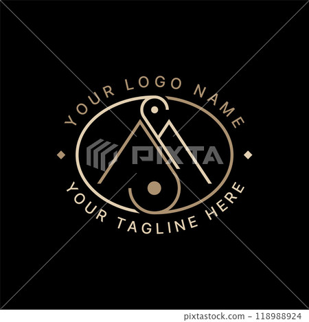Logo design graphic concept creative abstract premium vector stock initial MS or SM line font yin yang infinity. Related to monogram typography brand 118988924