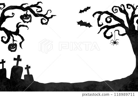 Cutout style Halloween image silhouette background frame material 118989711
