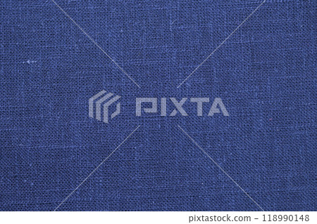 blue hemp viscose natural fabric cloth color, sackcloth rough texture of textile fashion 118990148