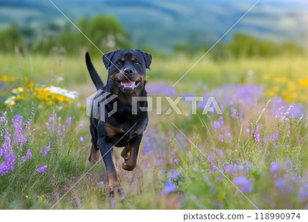 young rottweiler in nature 118990974