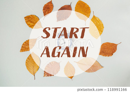 A clock surrounded by autumn leaves A clock surrounded by autumn leaves 118991166