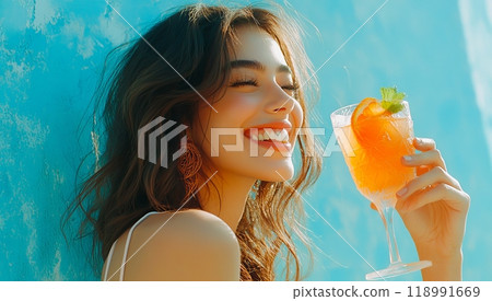 A refreshing summer cocktail and a moment of smiles A refreshing summer cocktail and a moment of smiles 118991669