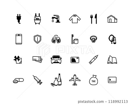 與家庭支出相關的圖示集單色類型 118992113