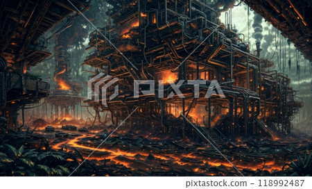 Dilapidated city buildings, Generative AI AI images 118992487