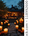 Candlelit garden terrace 118992600