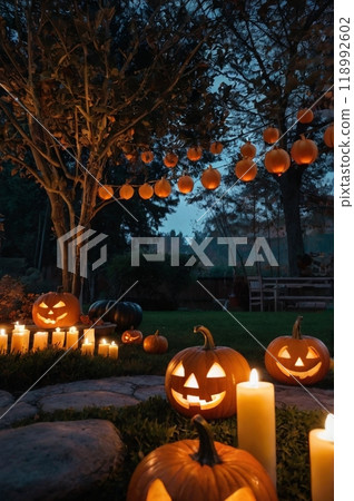illuminated halloween pumpkin 118992602