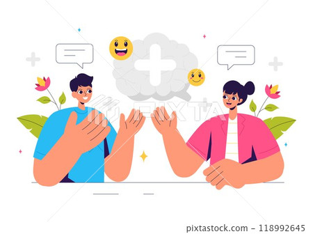 Positive Thoughts Vector Illustration featuring a Positive Mindset Symbolizing Creativity and Dreams in a Flat Style Cartoon Background Positive Thoughts Vector Illustration featuring a Positive Mindset Symbolizing Creativity and Dreams in a Flat Style Cartoon Background 118992645