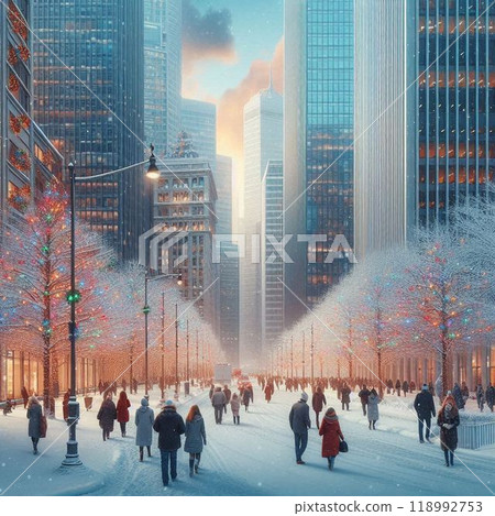 People walking in the winter park 118992753