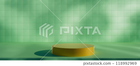 3d render illustration A gold podium is set up in front of a green wall 3d render illustration A gold podium is set up in front of a green wall 118992969
