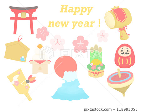 可愛的新年插畫素材 118993053
