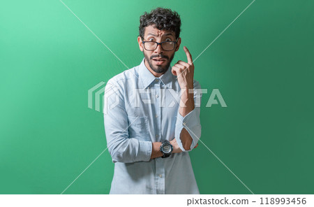 Confused and scared man isolated, Person with scared and confused face on isolated background, Handsome man with scared and puzzled face Confused and scared man isolated, Person with scared and confused face on isolated background, Handsome man with scared and puzzled face 118993456