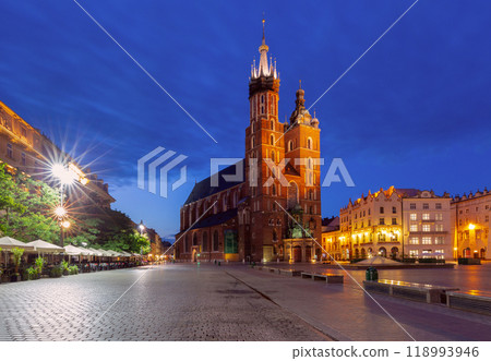 St. Mary's Basilica Before Dawn, Krakow, Poland 118993946