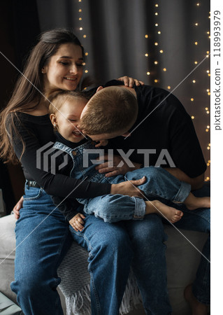 Happy family enjoying quality time together at home Happy family enjoying quality time together at home 118993979