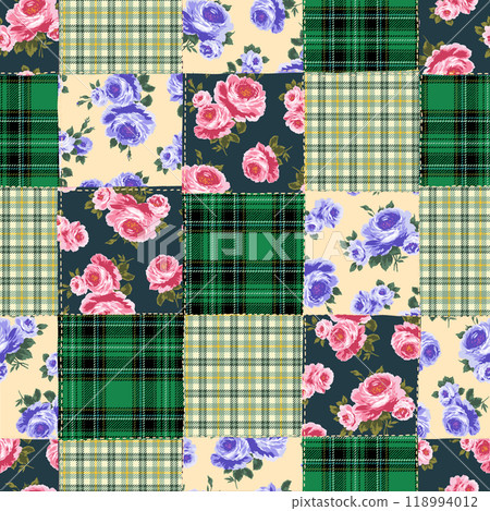 無縫拼接可愛的花卉圖案， 118994012